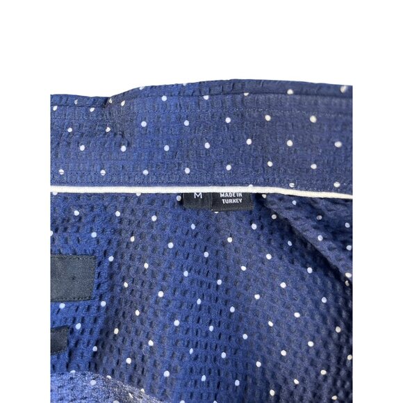 Hugo Boss Mens Navy Polka Dot Button-Down Shirt Regular Fit Medium Seersucker - Picture 7 of 9
